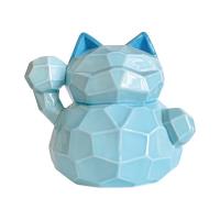 BIG CERAMIC GEOMETRIC LUCKY CAT BLUE H&S